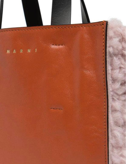 marni Fur Leather Combo Bag Pink Orange 2022AW #QY6FI1