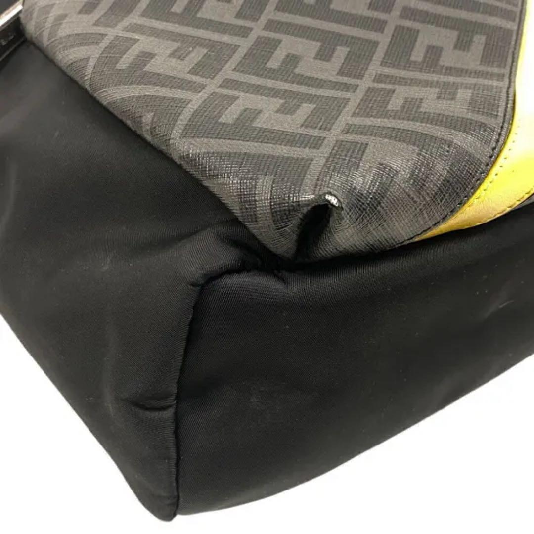 FENDI Diagonal 7VZ042 Backpack Black PVC Nylon #QY1Y1A