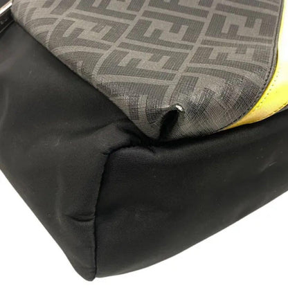 FENDI Diagonal 7VZ042 Backpack Black PVC Nylon #QY1Y1A