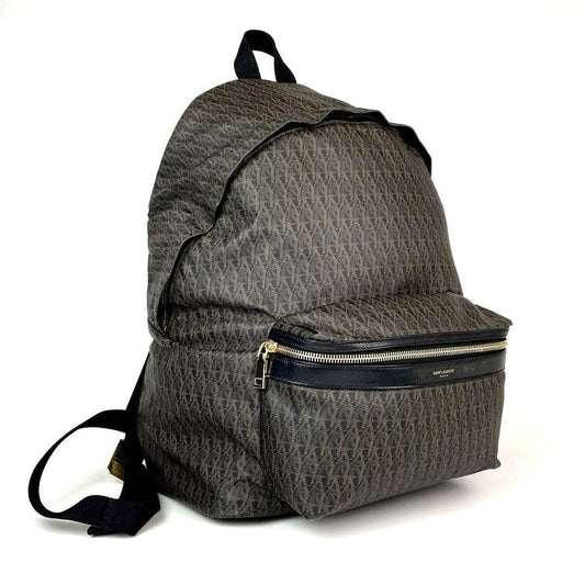 SAINT LAURENT PARIS City Monogram All-Over Pattern Backpack Brown #QYF8GC