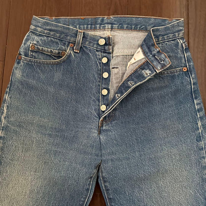 Levi's 501 80's Made in USA Black Canvas Inner Thigh Single Breasted #QY98WC