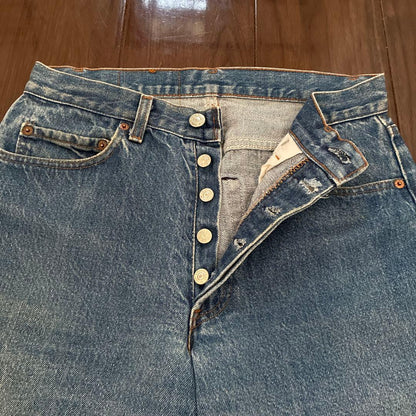 Levi's 501 80's Made in USA Black Canvas Inner Thigh Single Breasted #QY98WC