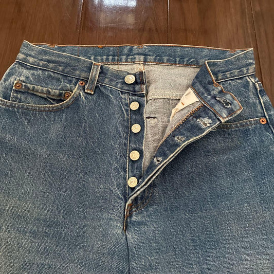 Levi's 501 80's Made in USA Black Canvas Inner Thigh Single Breasted #QY98WC