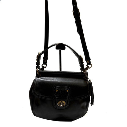 Vintage COACH 2-Way Bag Black Leather Turnlock Hardware USA #QY5SRN
