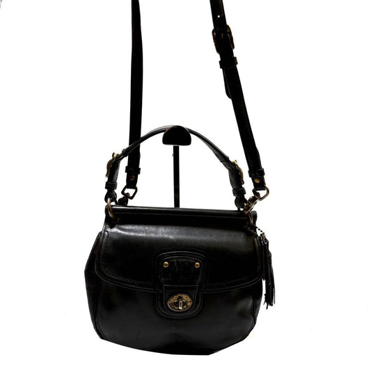 Vintage COACH 2-Way Bag Black Leather Turnlock Hardware USA #QY5SRN