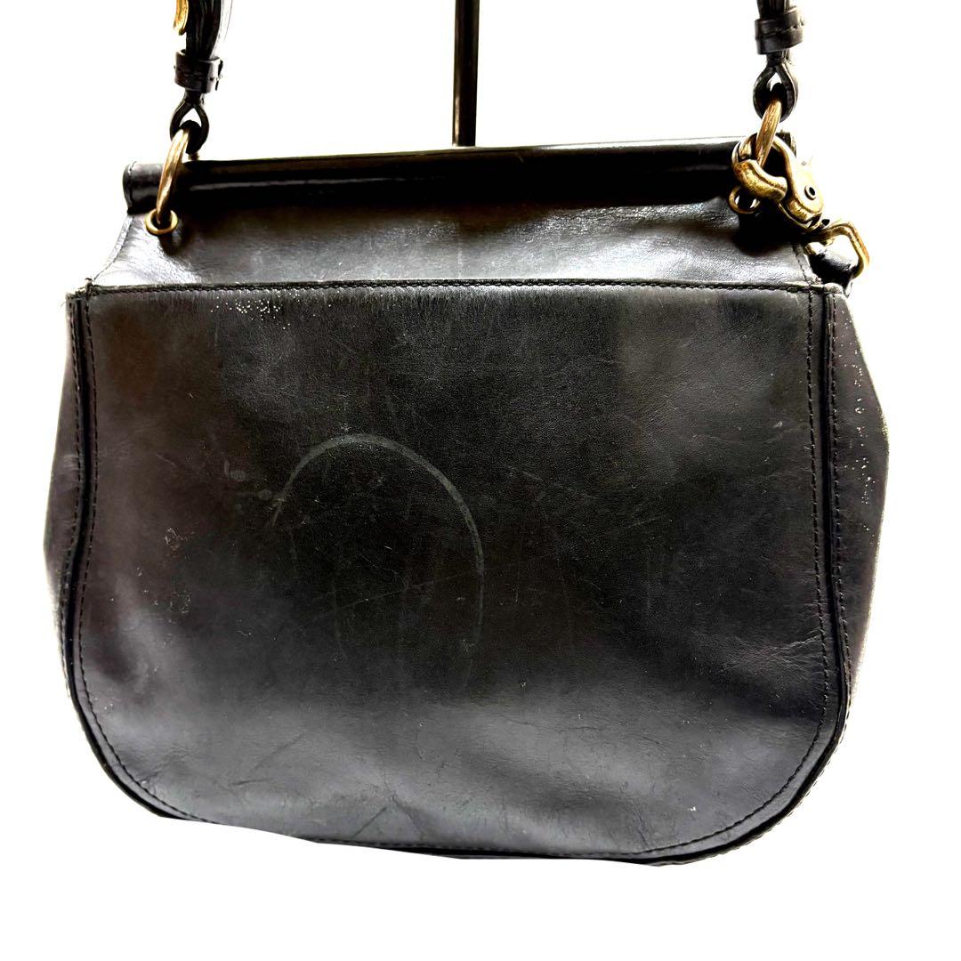 Vintage COACH 2-Way Bag Black Leather Turnlock Hardware USA #QY5SRN