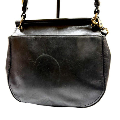 Vintage COACH 2-Way Bag Black Leather Turnlock Hardware USA #QY5SRN