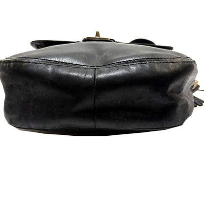 Vintage COACH 2-Way Bag Black Leather Turnlock Hardware USA #QY5SRN