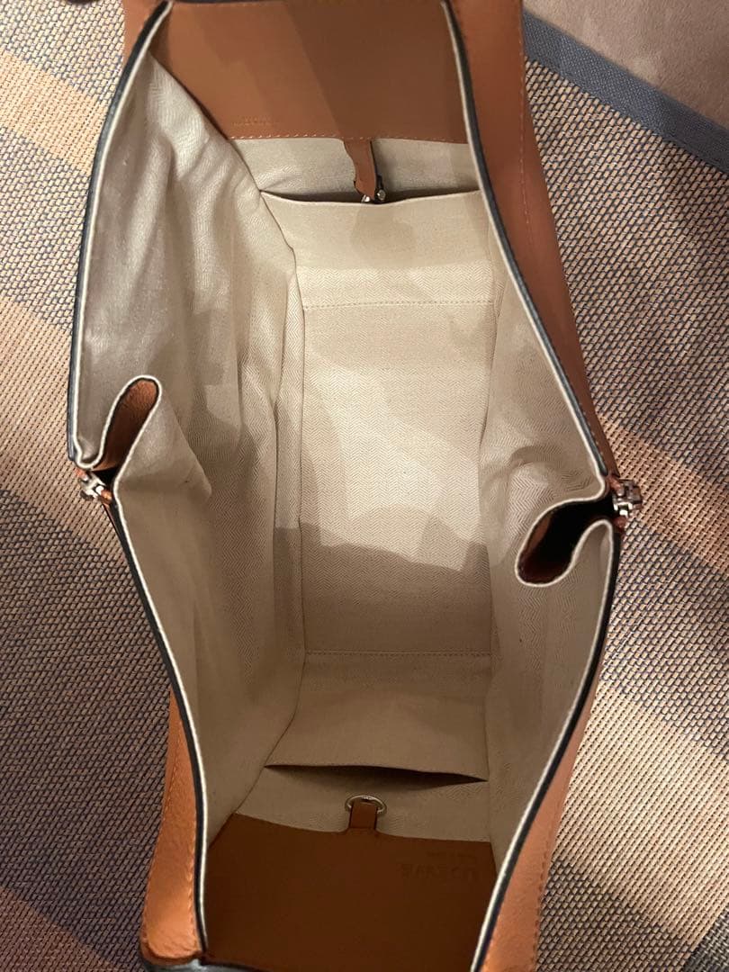 LOEWE Hammock Small Marine Border Tan Canvas Leather #QY44WA