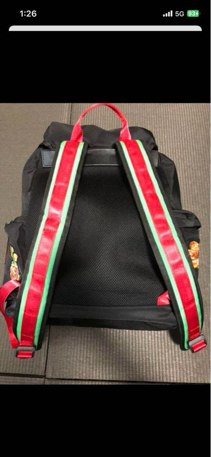 GUCCI Embroidery Applique Techno Canvas Backpack Black #QYIFLN
