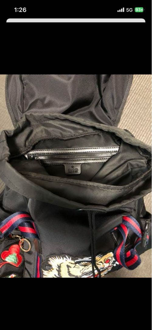 GUCCI Embroidery Applique Techno Canvas Backpack Black #QYIFLN
