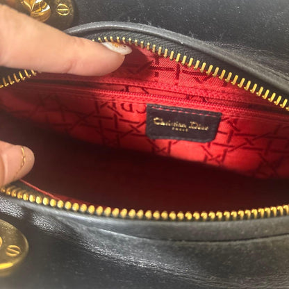CHRISTIAN DIOR Lady Dior M Black Leather Handbag #QYLA0V