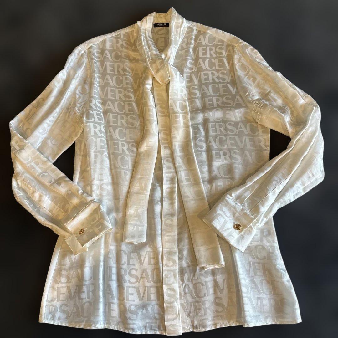 VERSACE Men's White Logo Dress Shirt, Size 40 #QYDAPJ