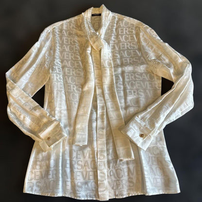 VERSACE Men's White Logo Dress Shirt, Size 40 #QYDAPJ