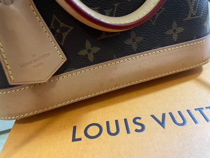 LOUIS VUITTON Alma BB Brown Monogram Canvas Handbag #QY3VAA
