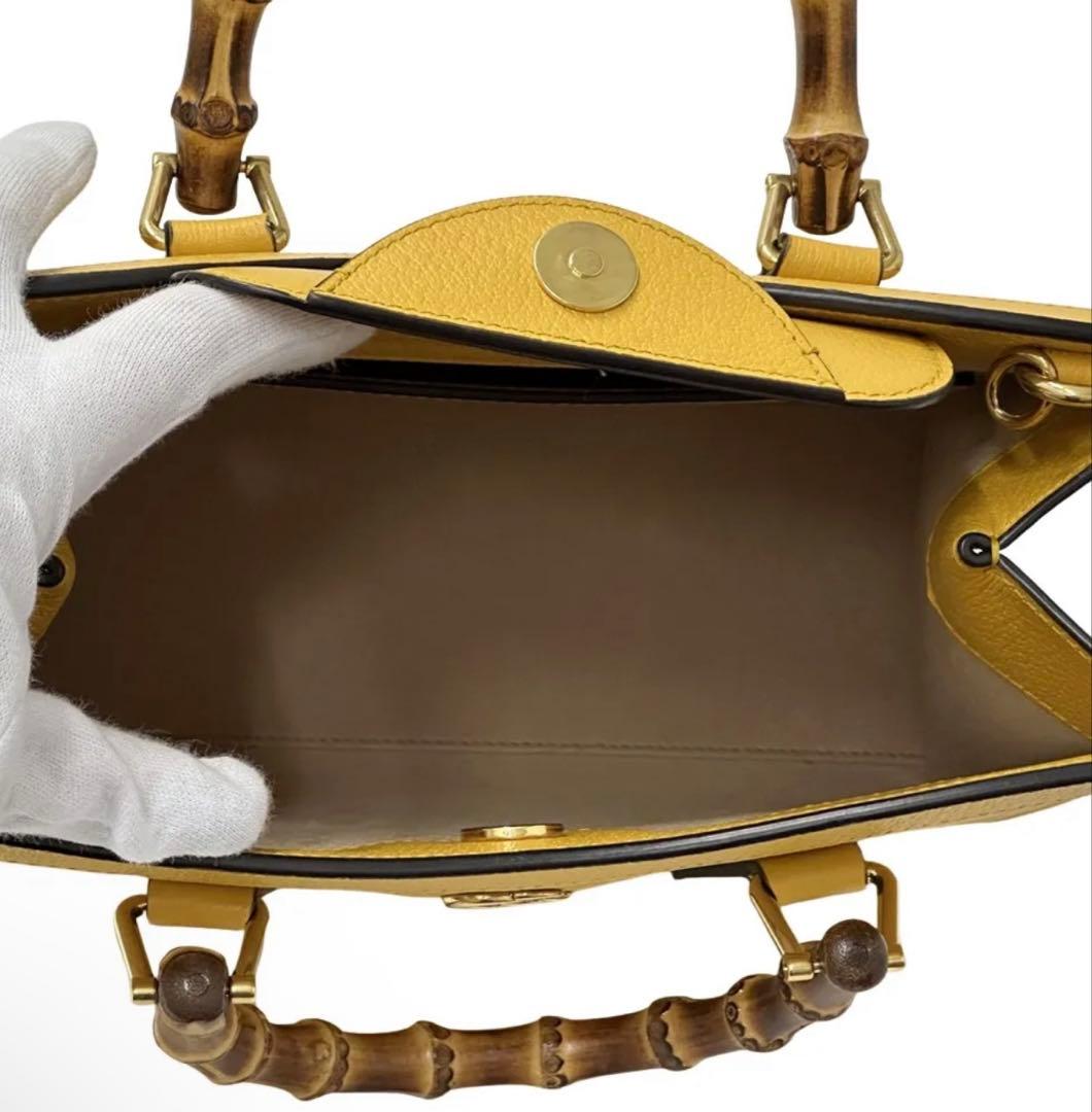 GUCCI Diana Yellow Handbag with Bamboo Handles Brown #QYIGSJ