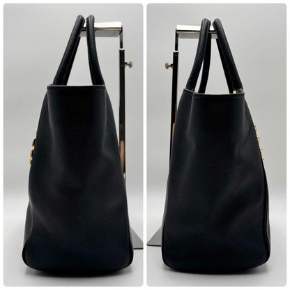 VERSACE Medusa 2Way Tote Handbag Black Gold Hardware Leather #QY91Q7