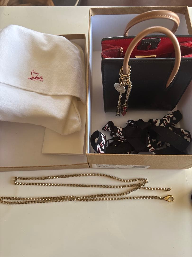 Christian Louboutin Paloma Nano Mini Bag Black Rare Hankyu Chain Strap #QY72RY