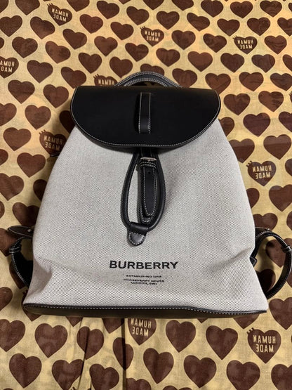 BURBERRY Horseferry Print Pocket Backpack Canvas Grey #QYJXSE