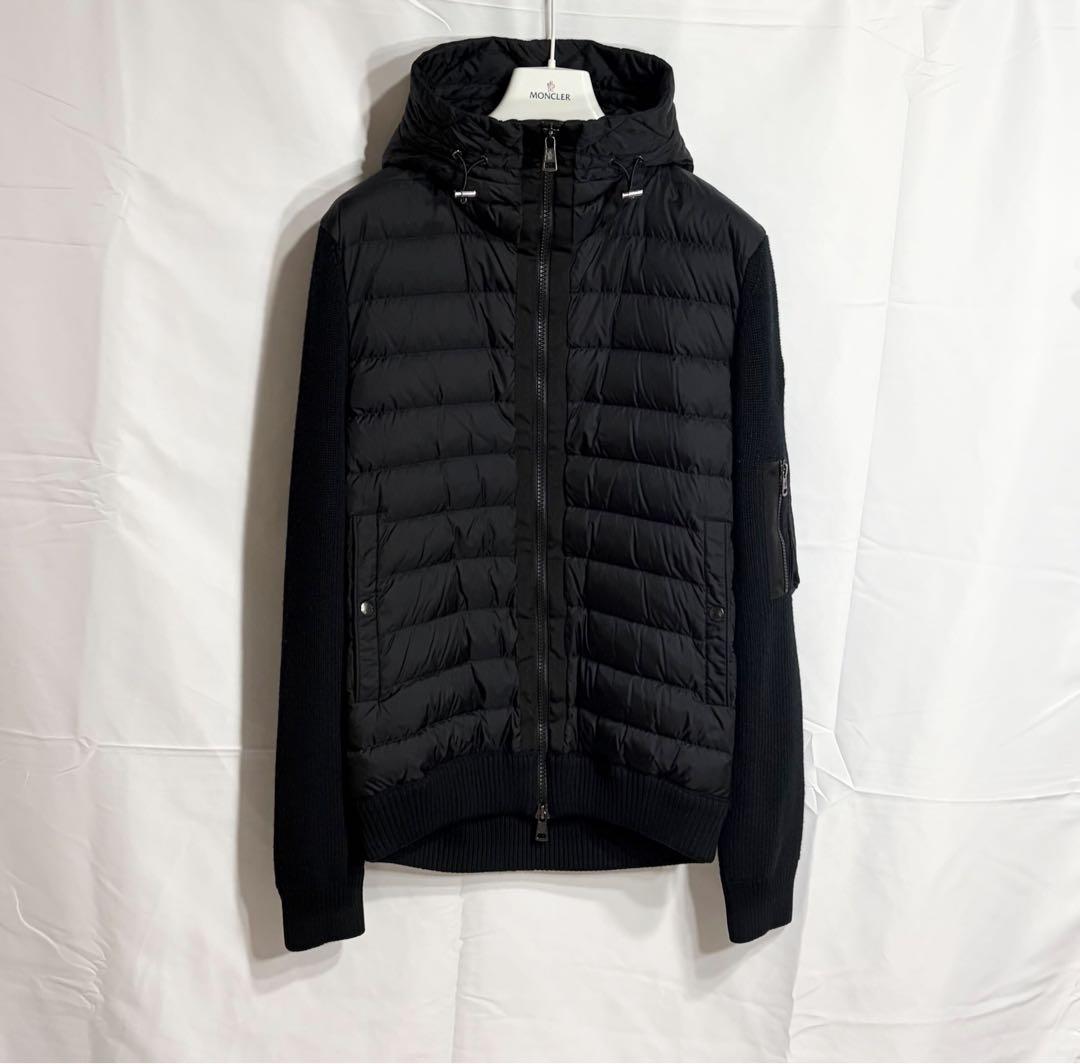 Moncler Down Knit Parka, Black, Size L #QY90HB