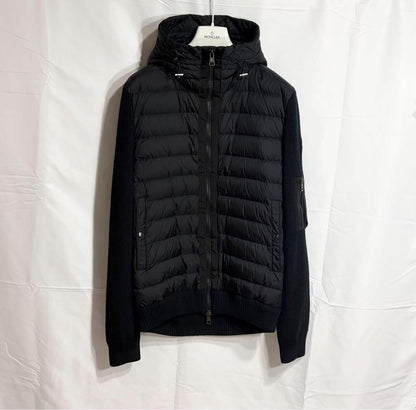 Moncler Down Knit Parka, Black, Size L #QY90HB