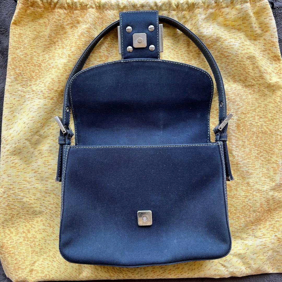 FENDI Mamma Baguette Marble Logo Handbag Rare Design W21cm H15cm Japan #QY91JF