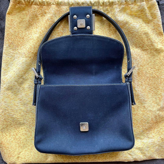 FENDI Mamma Baguette Marble Logo Handbag Rare Design W21cm H15cm Japan #QY91JF
