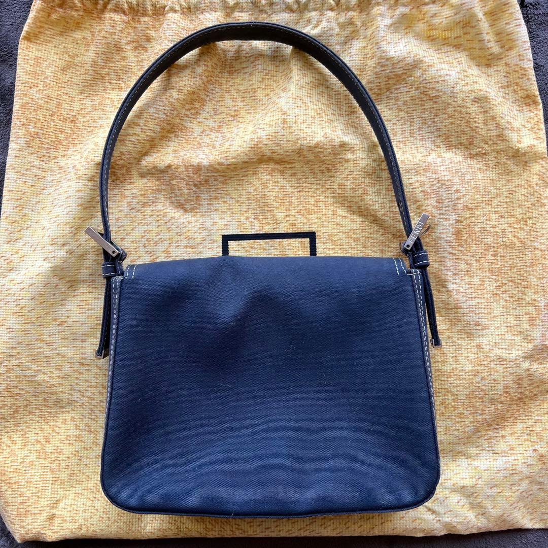 FENDI Mamma Baguette Marble Logo Handbag Rare Design W21cm H15cm Japan #QY91JF