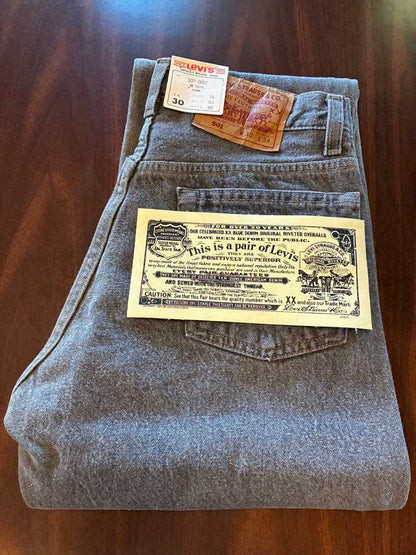 Deadstock Levi's 501 USA-made yarn-dyed black denim #QOBLD3