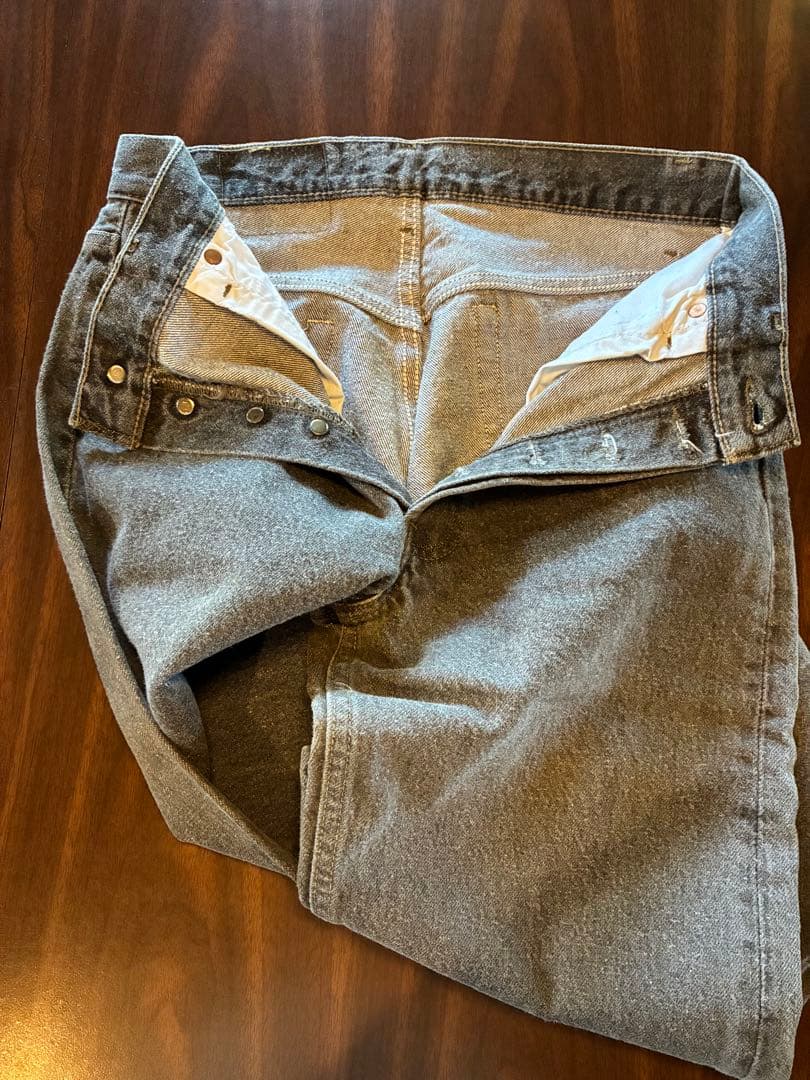 Deadstock Levi's 501 USA-made yarn-dyed black denim #QOBLD3