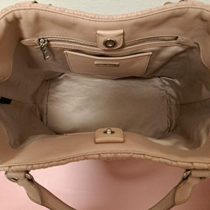MIU MIU Matelasse Nappa Crystal Handbag Pink Beige Nappa Leather #QYE5AY