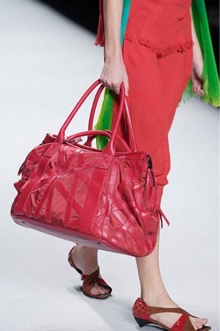 08SS ISSEY MIYAKE leather nylon bag BK #QY44P1