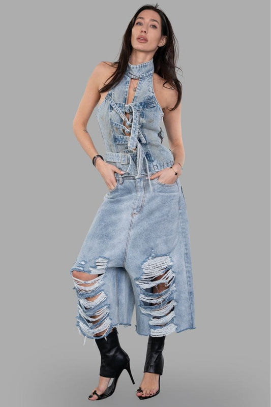 24AW Natasha Zinko Distressed Denim Shorts #QYGIFV