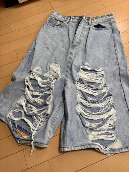 24AW Natasha Zinko Distressed Denim Shorts #QYGIFV