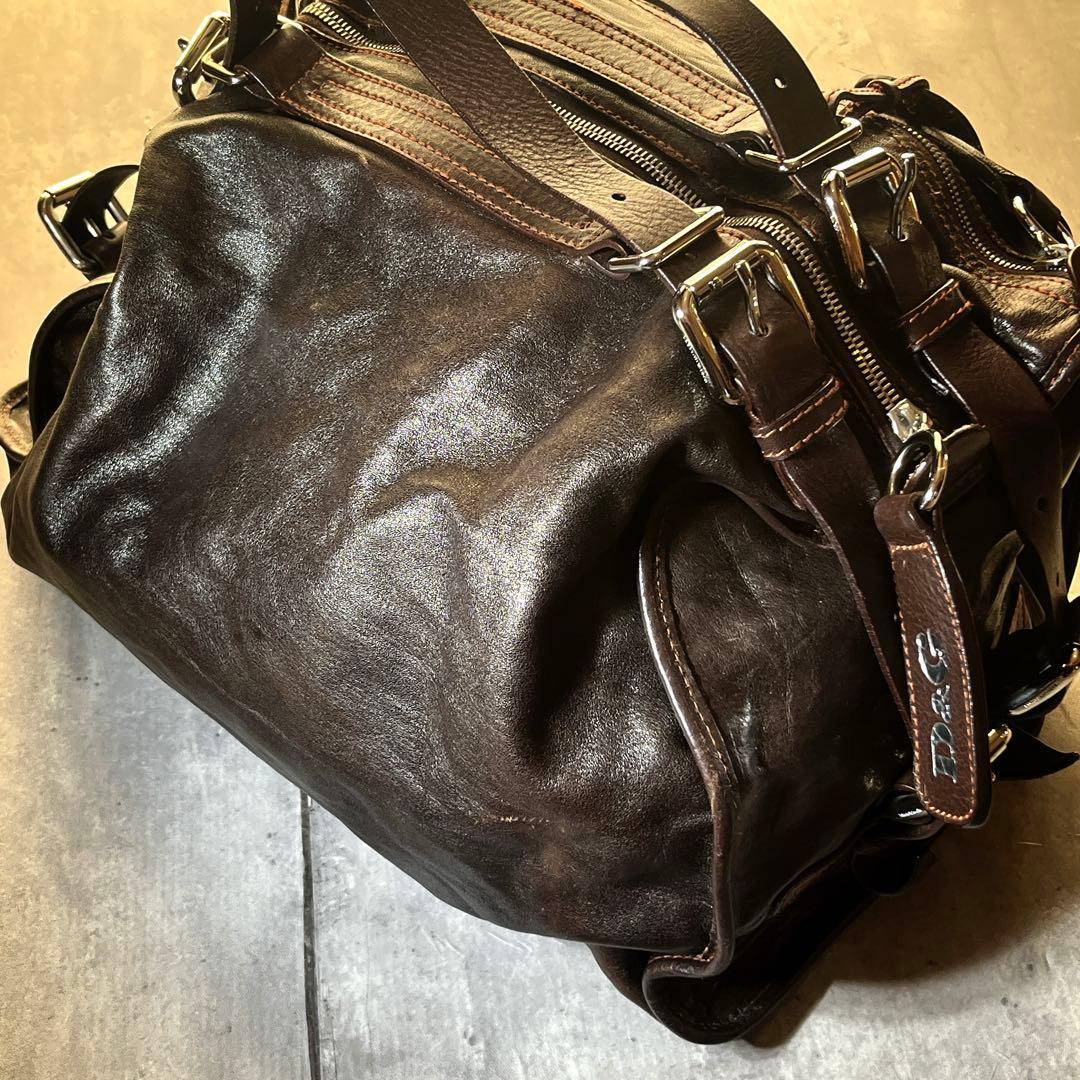 D&G DOLCE GABBANA Archive Multi Pocket Leather Bag Y2K Rare #QYJ3O3