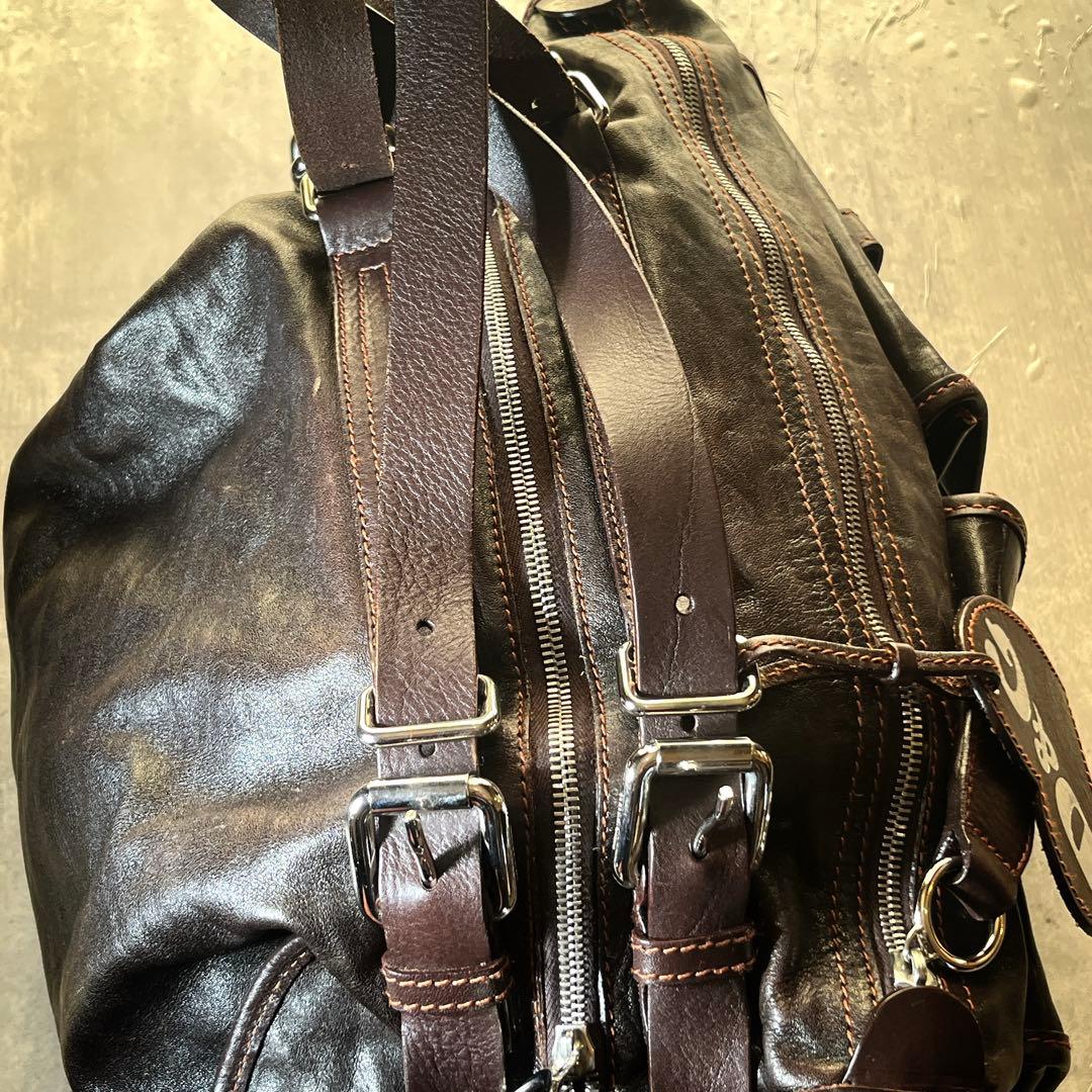 D&G DOLCE GABBANA Archive Multi Pocket Leather Bag Y2K Rare #QYJ3O3