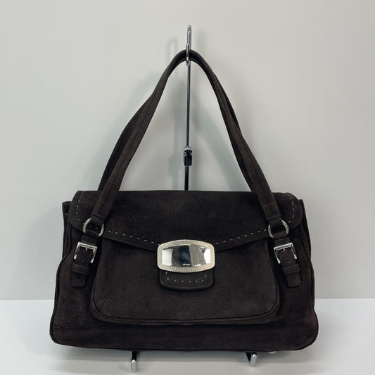 Prada Vitello NABUK M Dark Brown Handbag MBZ430 #QYK6CC