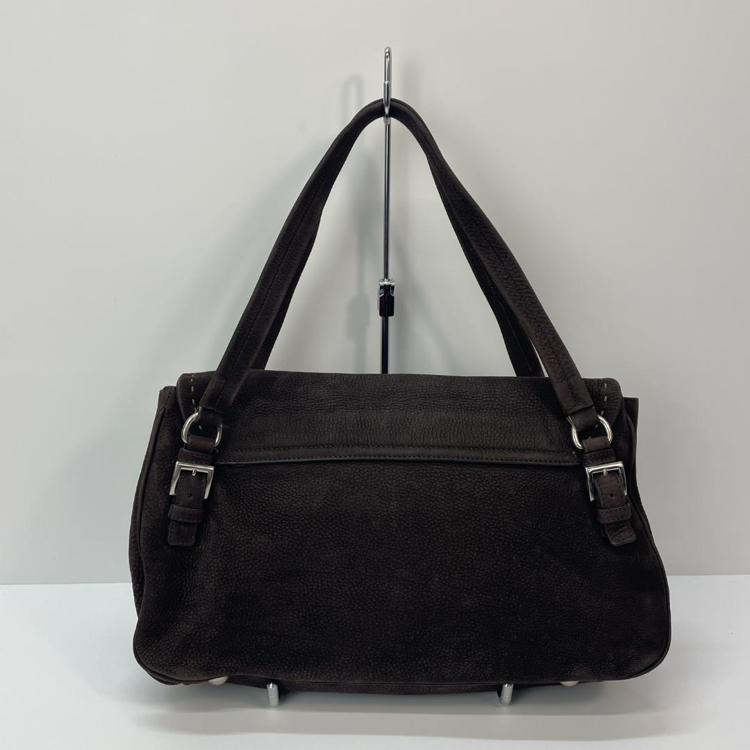 Prada Vitello NABUK M Dark Brown Handbag MBZ430 #QYK6CC