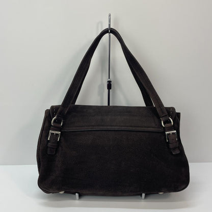 Prada Vitello NABUK M Dark Brown Handbag MBZ430 #QYK6CC