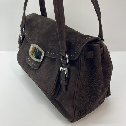 Prada Vitello NABUK M Dark Brown Handbag MBZ430 #QYK6CC