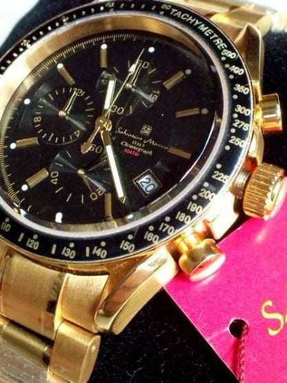 Gold IP Multi-Function Chronograph 100M Water Resistant Limited Men Watc #QY5TIR