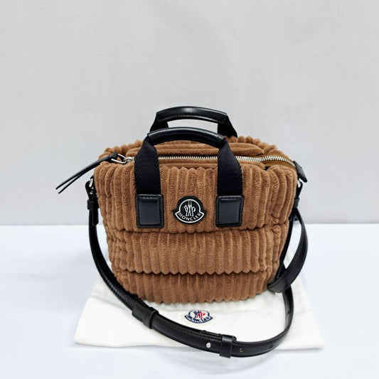 MONCLER Caradoc Mini Corduroy Handbag, Brown #QY4XUQ
