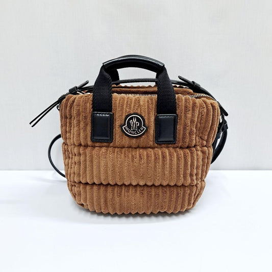 MONCLER Caradoc Mini Corduroy Handbag, Brown #QY4XUQ