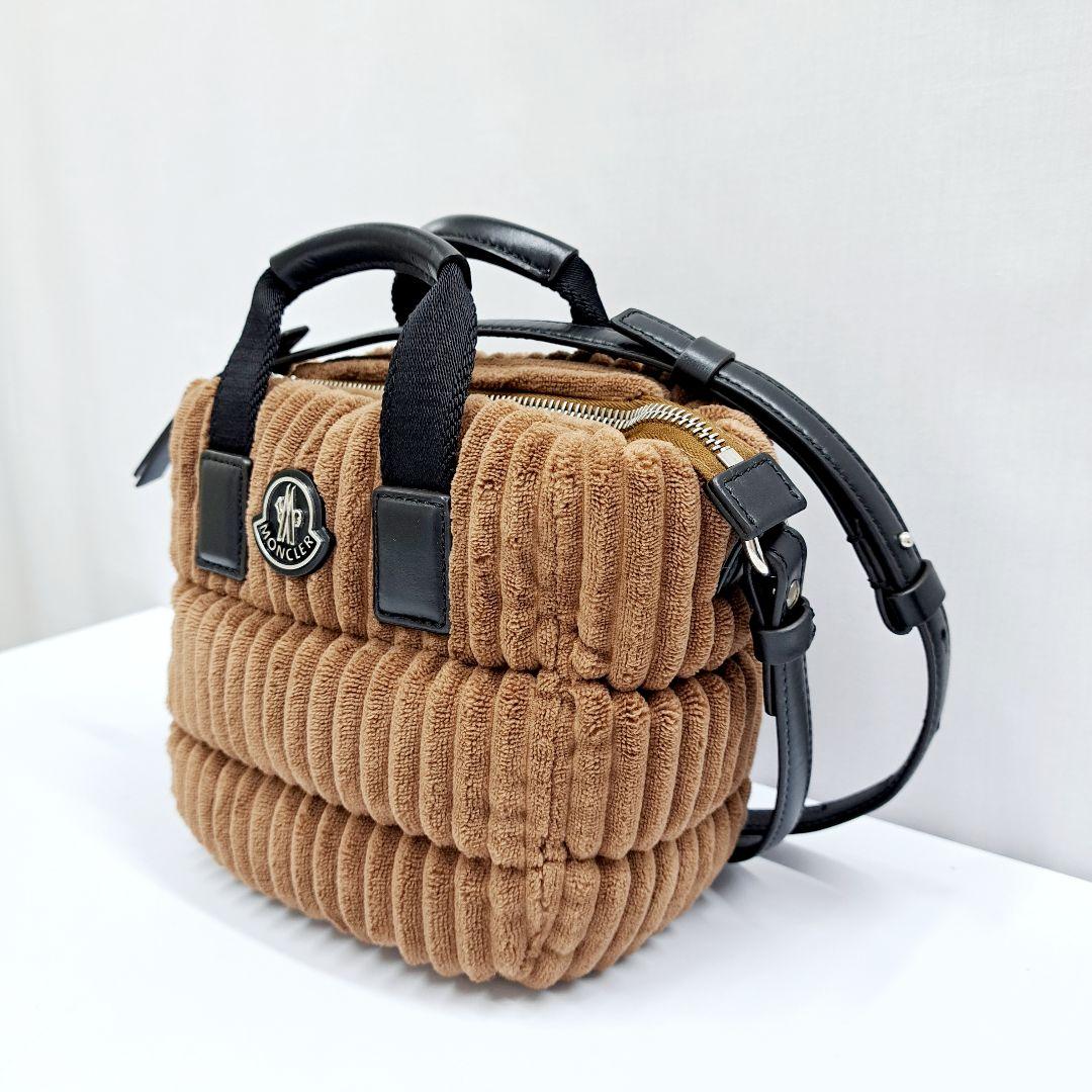 MONCLER Caradoc Mini Corduroy Handbag, Brown #QY4XUQ