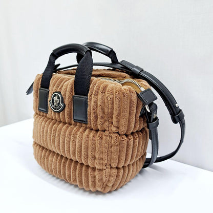 MONCLER Caradoc Mini Corduroy Handbag, Brown #QY4XUQ
