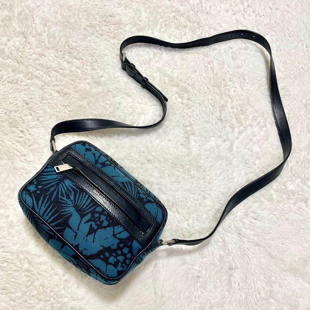 SAINT LAURENT PARIS Camp Camera Canvas and Leather Shoulder Bag Black #QYCNO2