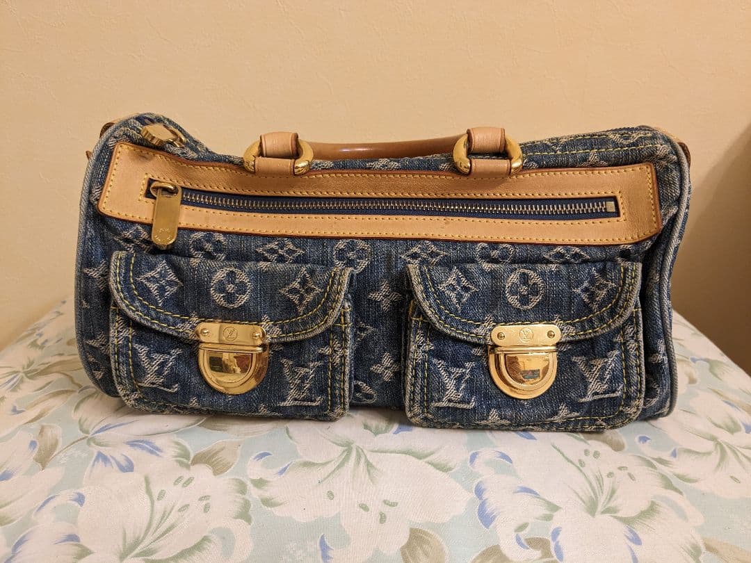 LOUIS VUITTON Monogram Denim Neo Speedy Handbag Indigo Blue SP1006 30cm #QYI9C0