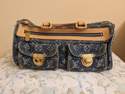 LOUIS VUITTON Monogram Denim Neo Speedy Handbag Indigo Blue SP1006 30cm #QYI9C0