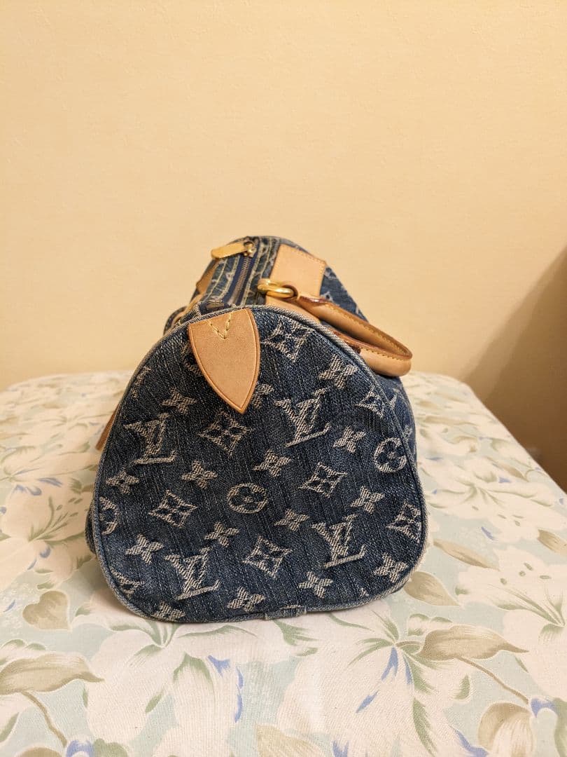 LOUIS VUITTON Monogram Denim Neo Speedy Handbag Indigo Blue SP1006 30cm #QYI9C0