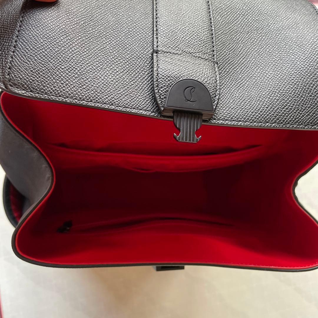 CHRISTIAN LOUBOUTIN Backpack Black Synthetic Leather Red Lining #QYJ37C